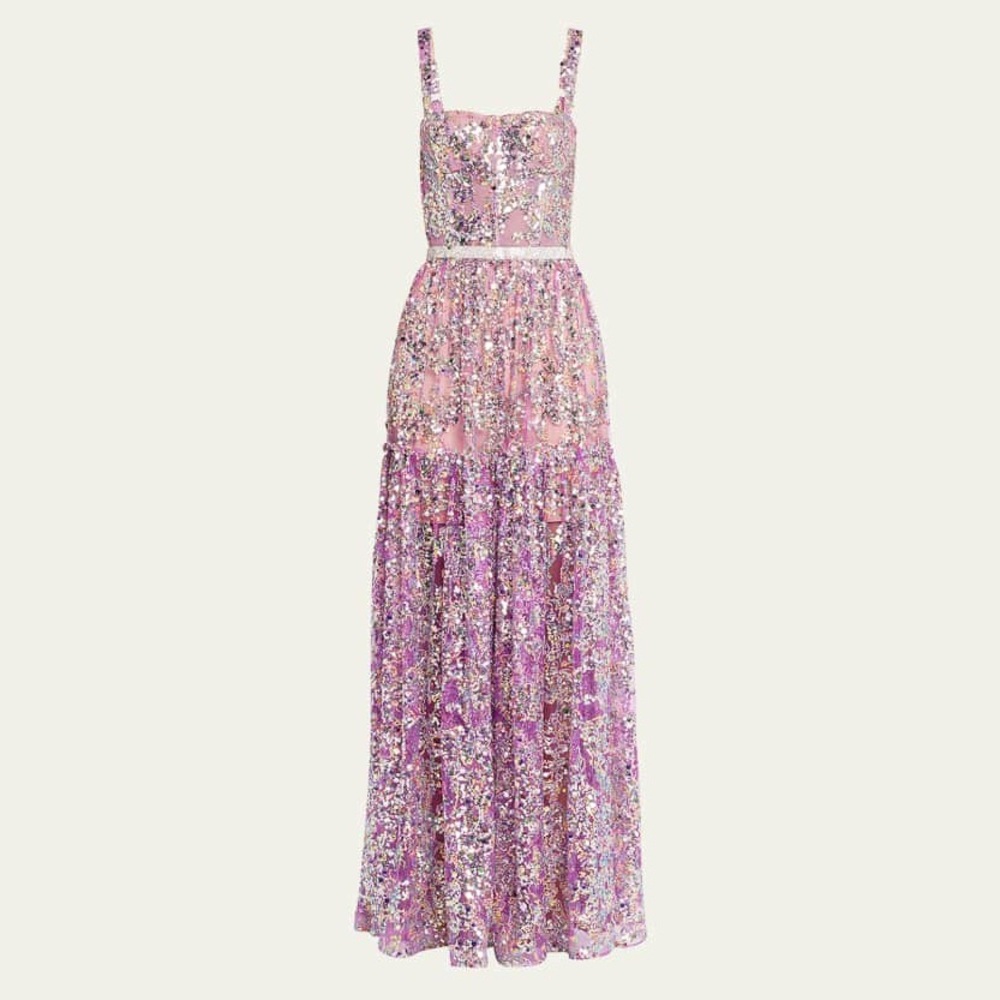 Bronx and Banco "Midnight" sequin embroidered gown bling bling sequins dress